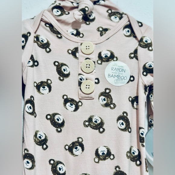 NWT Milkberry 100% RAYON BAMBOO 2PC SLEEPER W/BONNET/HAT BABYGIRL 6-9 months - Picture 7 of 15